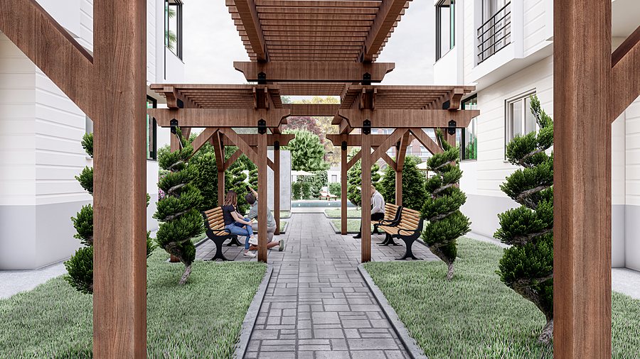 Prestij Konutları — Pergola & Yürüyüş Yolu